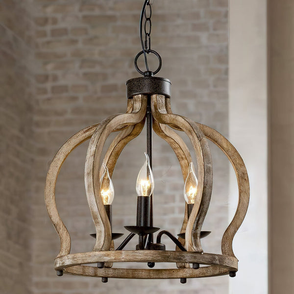 Vivinir Vintage Industrial Aura Farmhouse Wooden Pendant Lamp