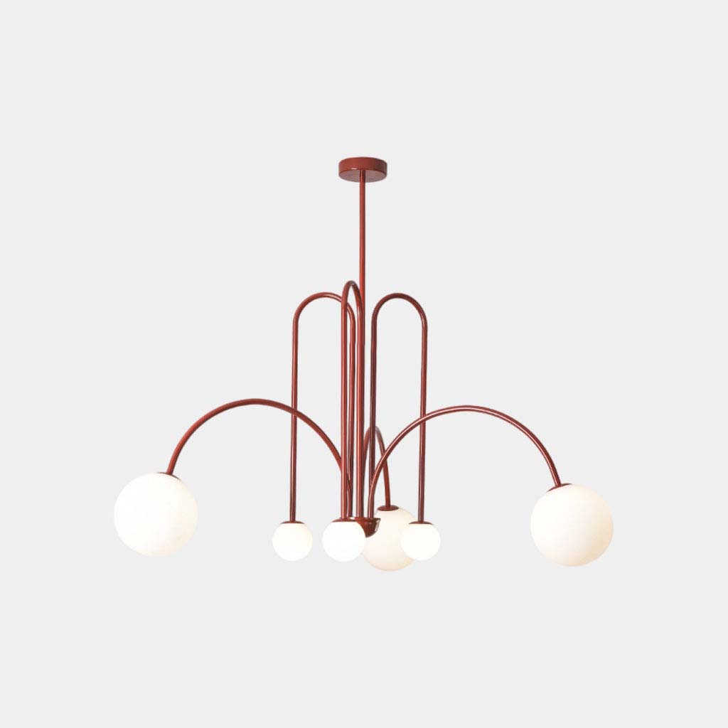 Chandelier Modern Arch Milk Glass Globe Sphere, 3 Colors