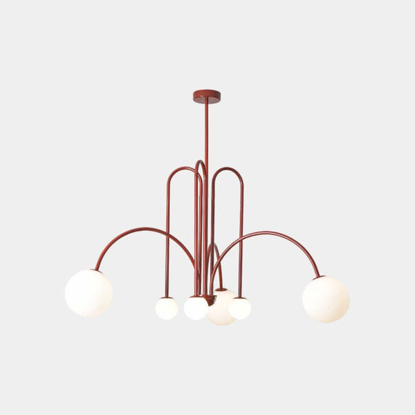 Chandelier Modern Arch Milk Glass Globe Sphere, 3 Colors