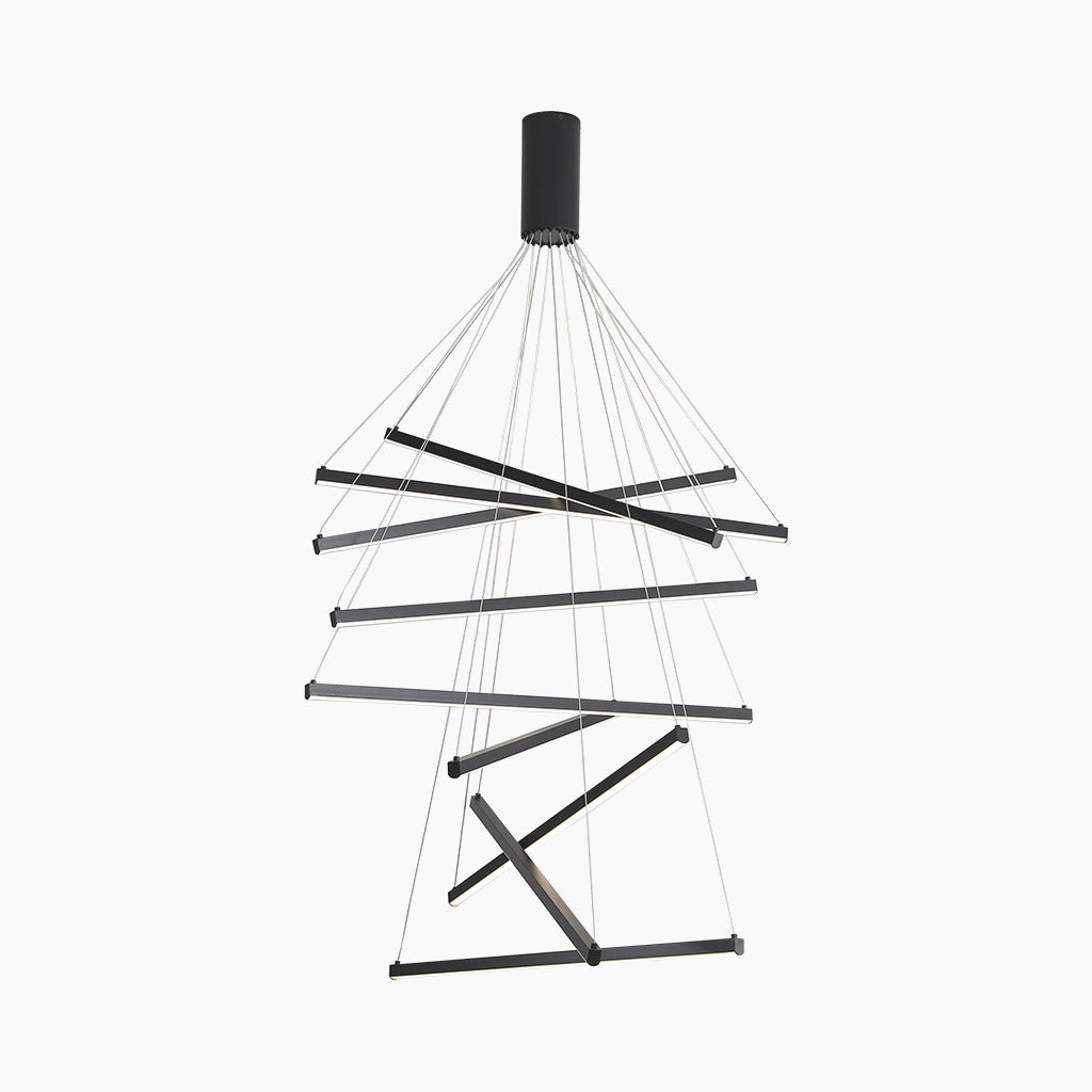 Chandelier Cross LED Light Bar High Ceiling for Lobby & Stair, Black / White