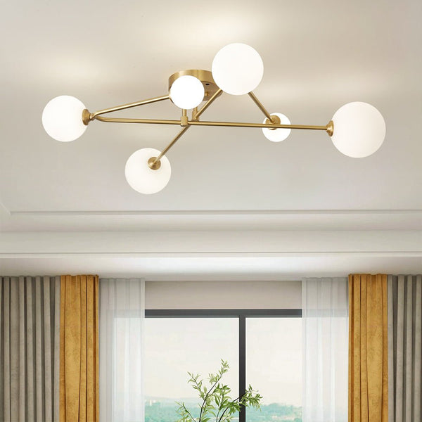 Lysvit Linear Glass Semi Flush Mount Ceiling Light