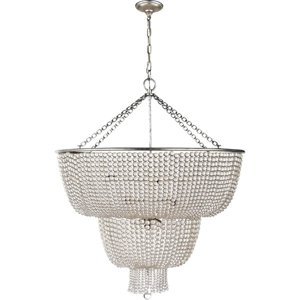 Romantic Beaded Crystal Silver Pendant Light
