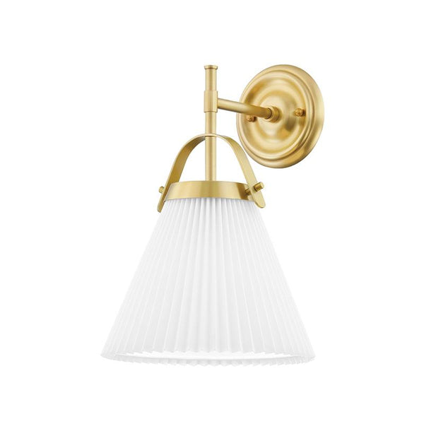 Pure Elegance Pleated Brass Fabric Wall Lamp
