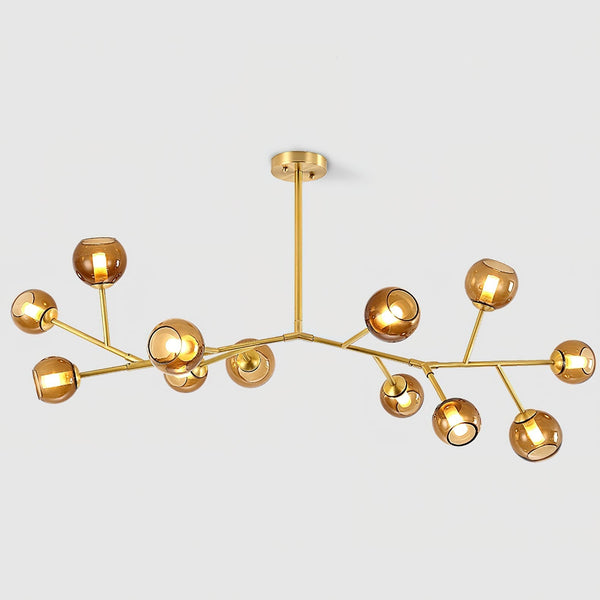Kinetic Brass Glass Chandelier