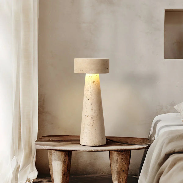 Travertine Kiwa Conical Table Lamp