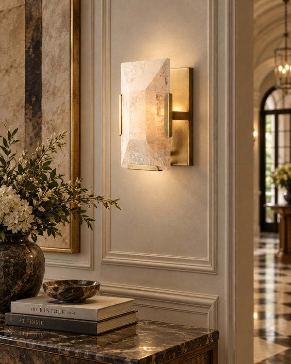 Calcite & Brass Wall Sconce | CLUG02