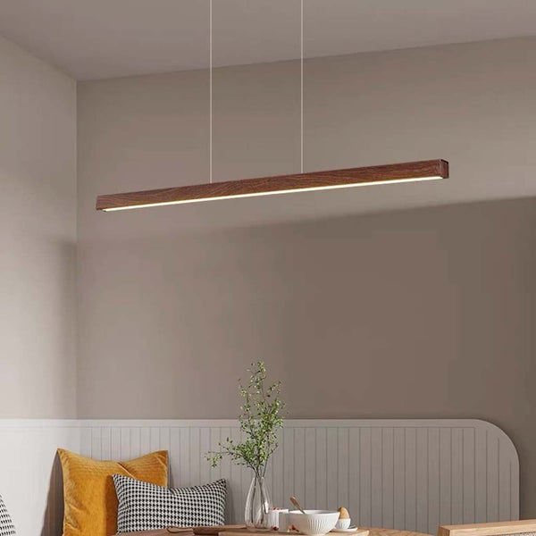 Pendant Light Minimalist Elegant Linear LED, Walnut Wood Color