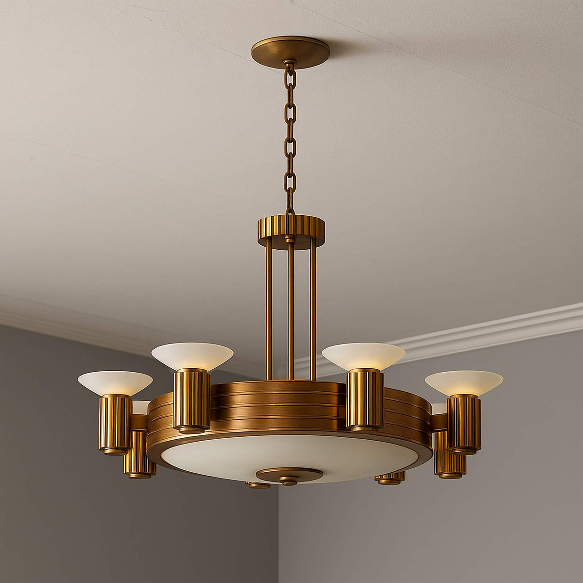 Novecento Chandelier | Art Deco Brass | CLHLM0258