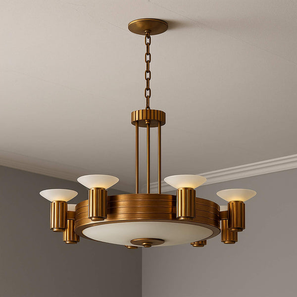 Novecento Chandelier | Art Deco Brass | CLHLM0258