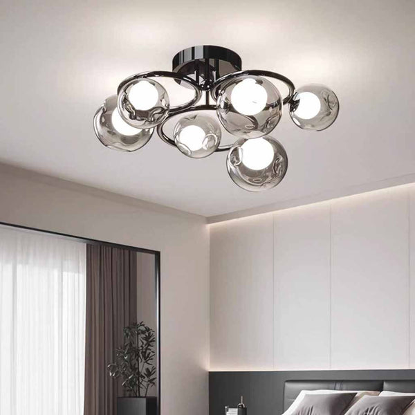 6-Light Bubble Semi-Flush Glass LED Ceiling Light