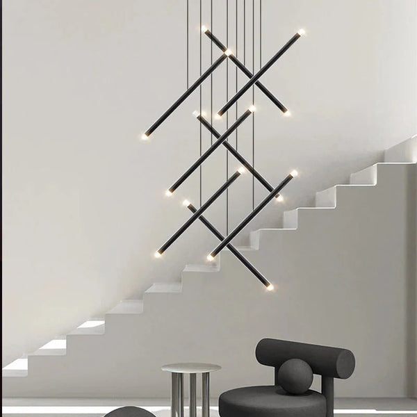 Seus Modern Long Chandelier for High Ceiling & Staircase
