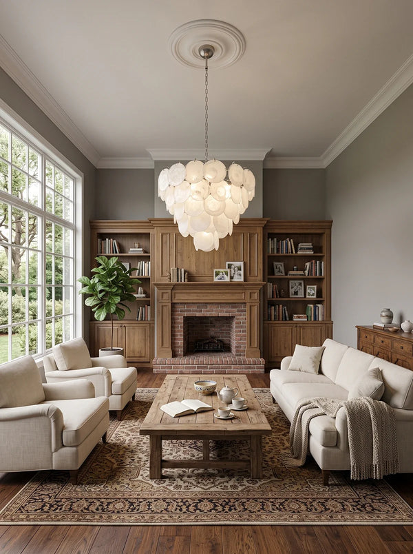Selene White Swirl Disc Chandelier