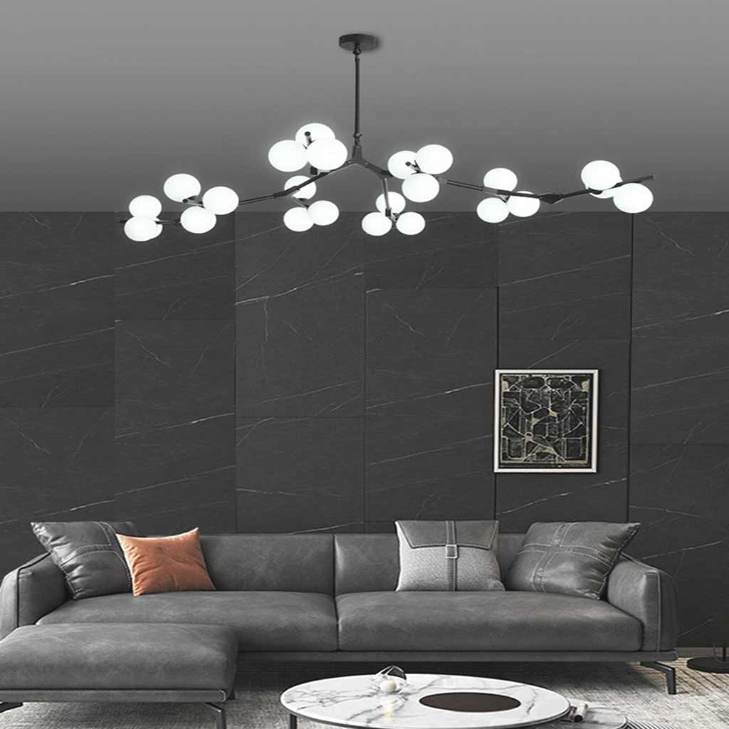 Chandelier Nordic Elegant Branching Bubble Glass Ball, Black / Gold
