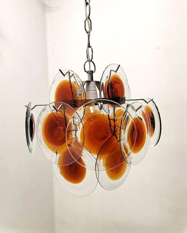 Vintage 18 Disk Chandelier Orange