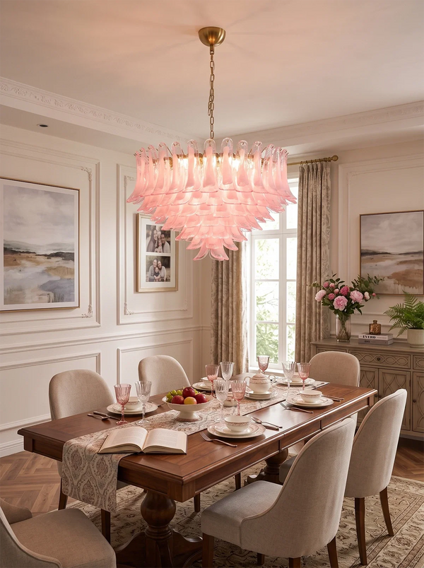 Coralie Blush Petal Glass Chandelier