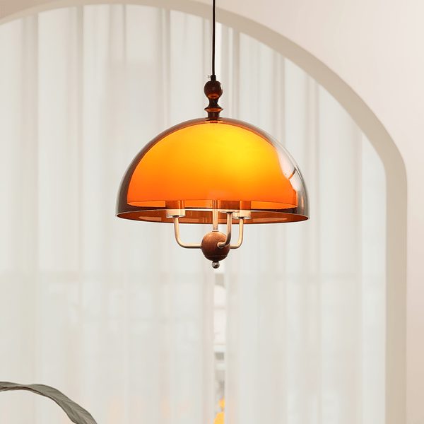 Amber Dome Shaped Pendant Light