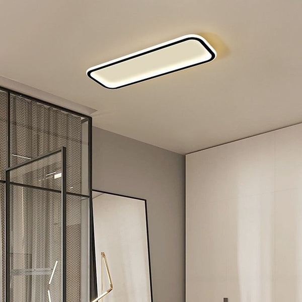 Arisha Minimalist Flush Mount Black Frame Rectangular Ceiling Light