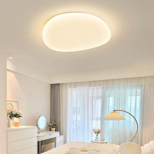 Flush Mount Ceiling Light Unique White Pebble, Acrylic