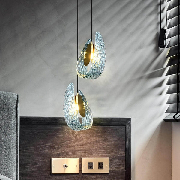 Petal Blue Glass Pendant Light