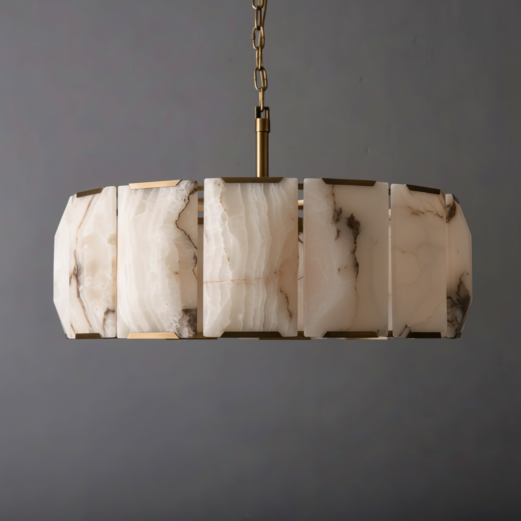 Round Alabaster Halo Chandelier | CLPOR022