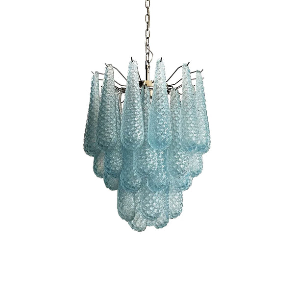 Vintage Murano Blue Glass Petals Chandelier
