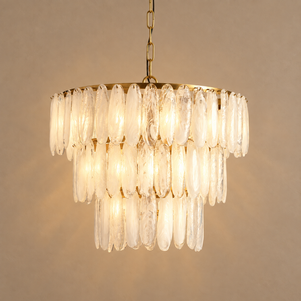 Swirled Glass Chandelier | 3-Tier Brass | CLSWL067BR