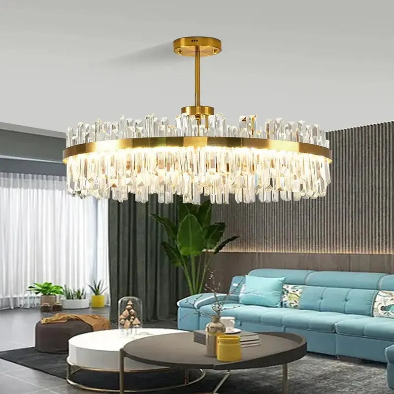 Cesi Foyer Crystal Chandelier Black/Silver/Gold Colours