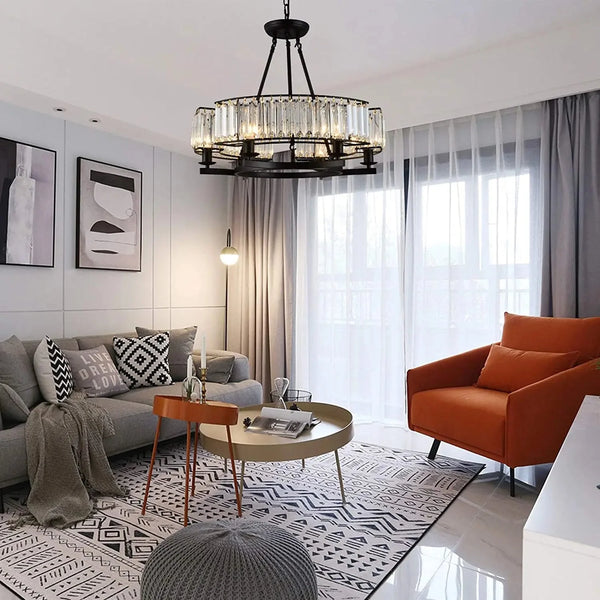 Alis Black Crystal Pendant Chandelier