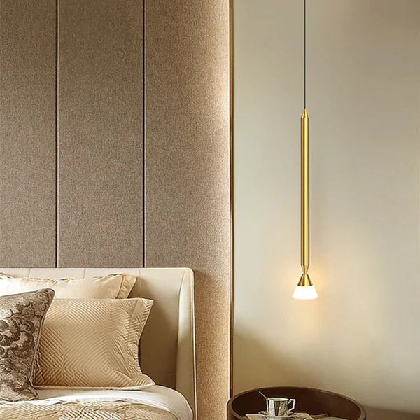 Vikal Linear Pendant Light Bedside, Black & Gold