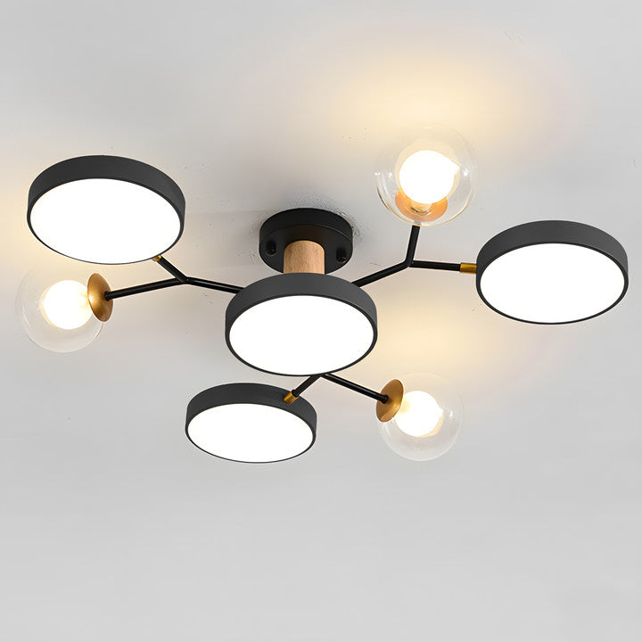 Nordic Circular LED Semi Flush Ceiling Lights for Living Room