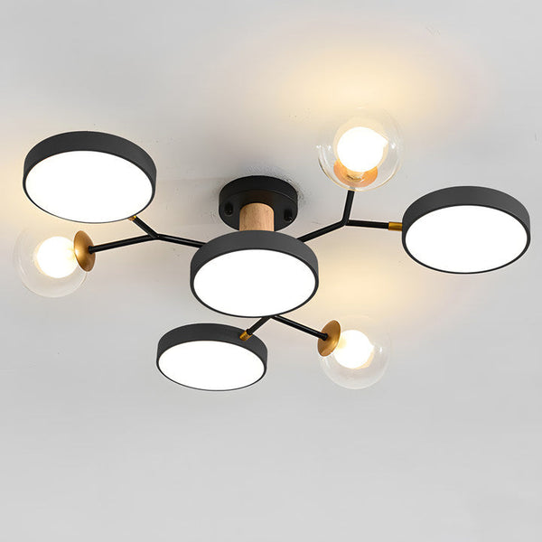 Nordic Circular LED Semi Flush Ceiling Lights for Living Room