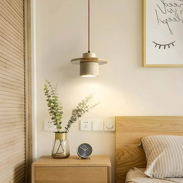 Cylindrical Stonova Duo Travertine Pendant Light