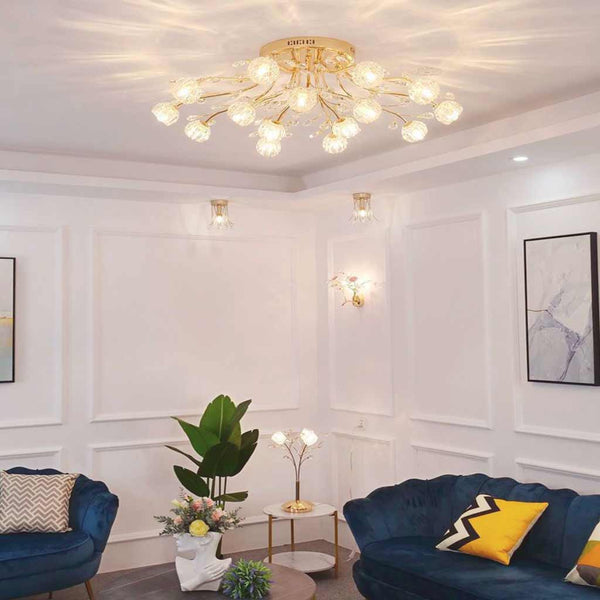 Ceiling Light Modern Glass Crystal Branch Flower