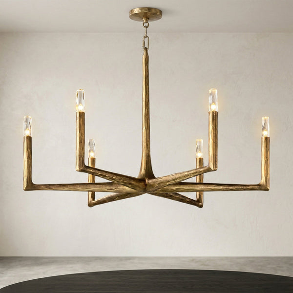 Linear Forged Brass & Crystal Chandelier | CLRE0079C
