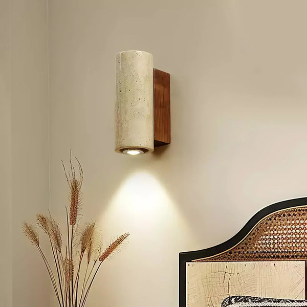 Travertine Square Round Column Wall Lamp