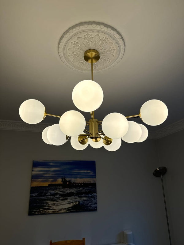 12-Light Two-tier Sputnik Opal Globe Chandelier