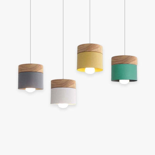 Nordic Wood Pendant Light Metal with Height Adjustable for Dining Room