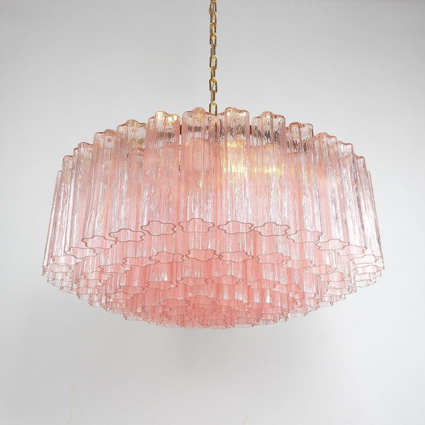 Large Pink Tube Chandelier