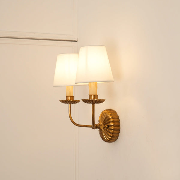 Axiom Vintage Industrial Antique Gold Fabric Wall Lamp