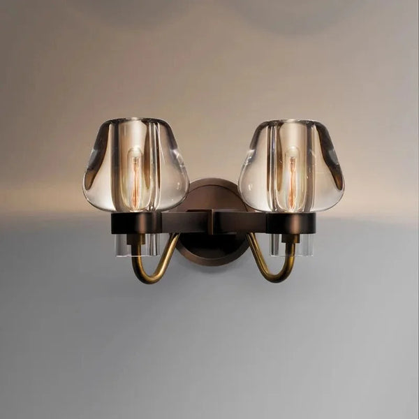 Double Crystal Glass & Brass Wall Sconce | CLBVB014B