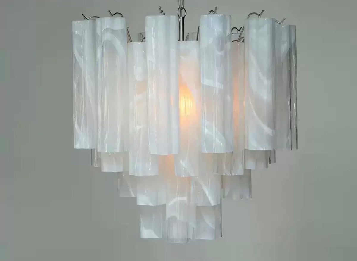The Venezia Cascade | White Swirl Glass & Stainless Steel | CLVNZCA