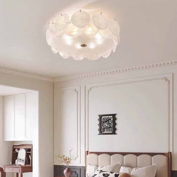 Murano Glass Seashell Ceiling Light Semi-Flush Mount, 3 Colors