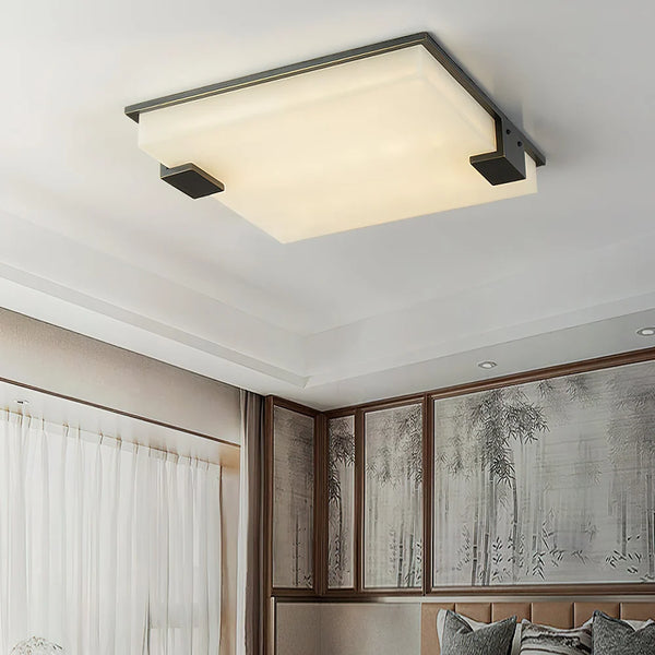 Arle Square Alabaster Black Ceiling Lamp