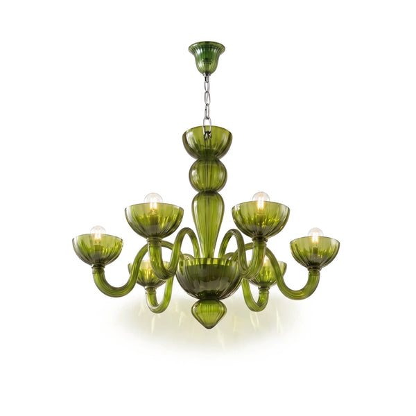 Green Calyx Art Glass Chandelier