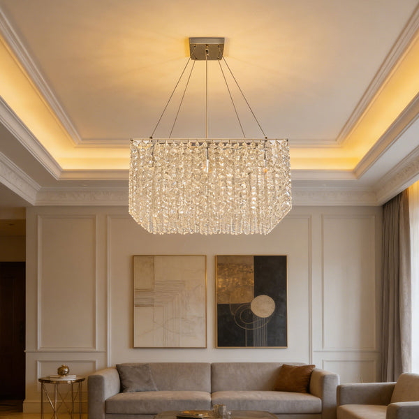 Modern Rectangular Crystal Chandelier