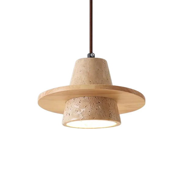 Conical Travertine Ring Pendant Lamp