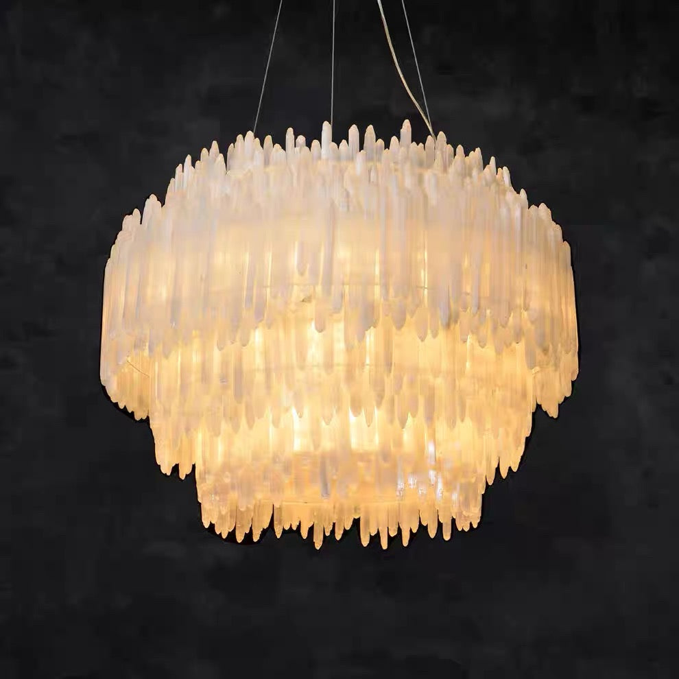 The Cortina Tiered Chandelier | Selenite & Brass | CLCRT