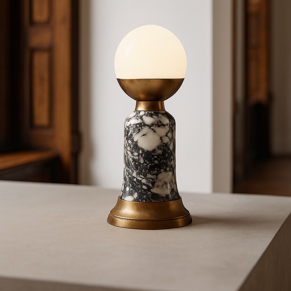 Grey Marble Table Lamp | Opaline Glass | CLHDAD466