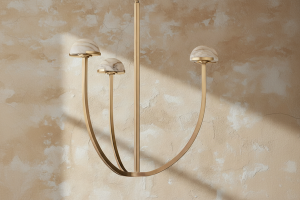 Tiered Brass & Alabaster Chandelier | 3 Arch | CL02453T