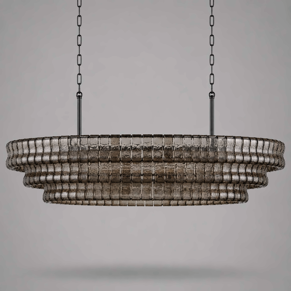 Bellatrix Long Chandelier | Amber Curved Glass | CLND019
